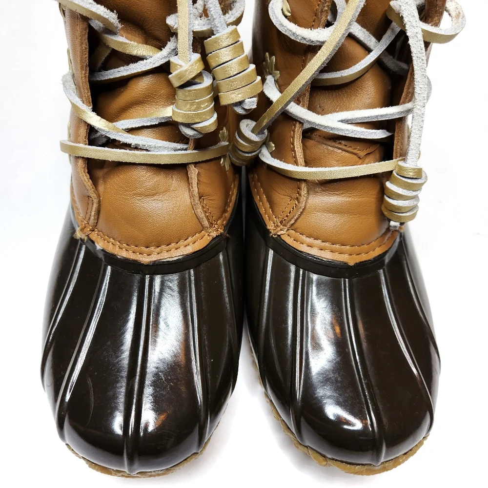 Jack Rogers Chloe Dark Brown and Tan Duck Boots 7